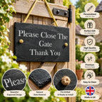 Please close the gate garden slate sign