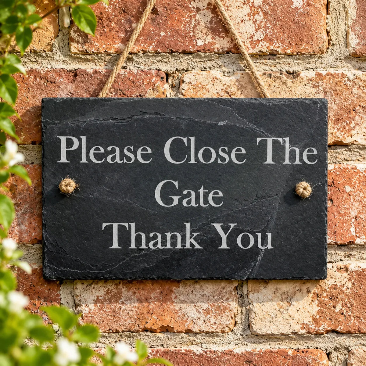 Please close the gate garden slate sign