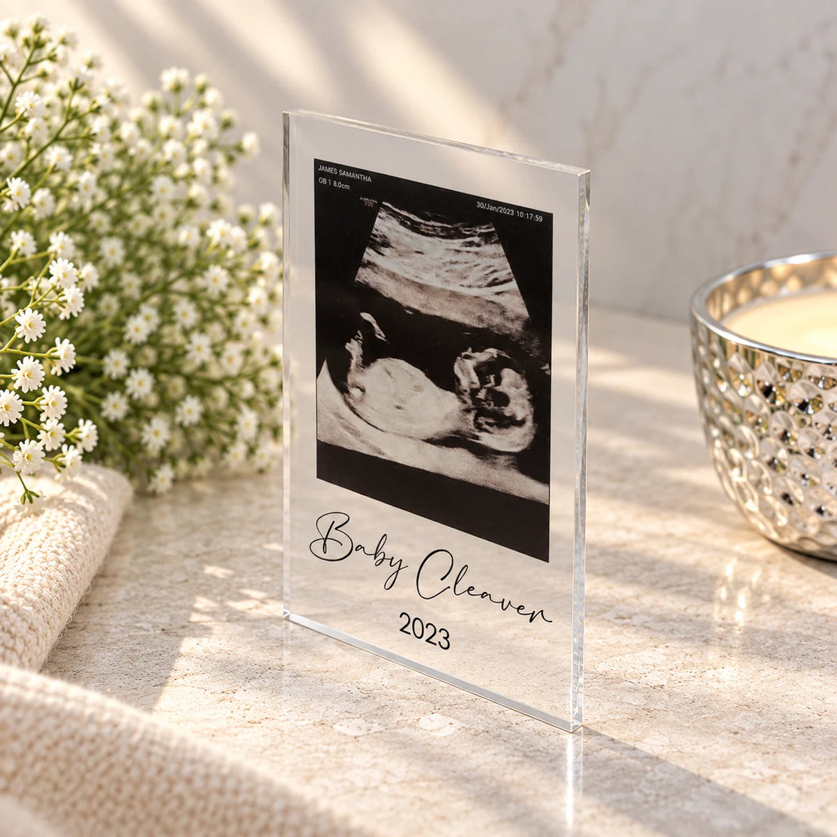 Baby scan acrylic block