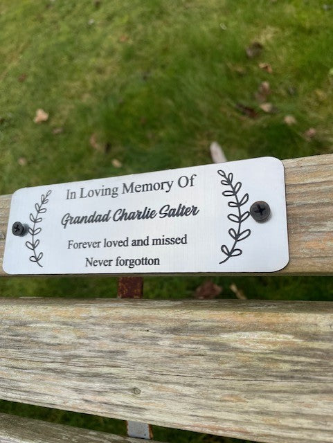 Gold and Silver Bench Memorial Plaque - Leaf