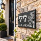 Tree slate house sign