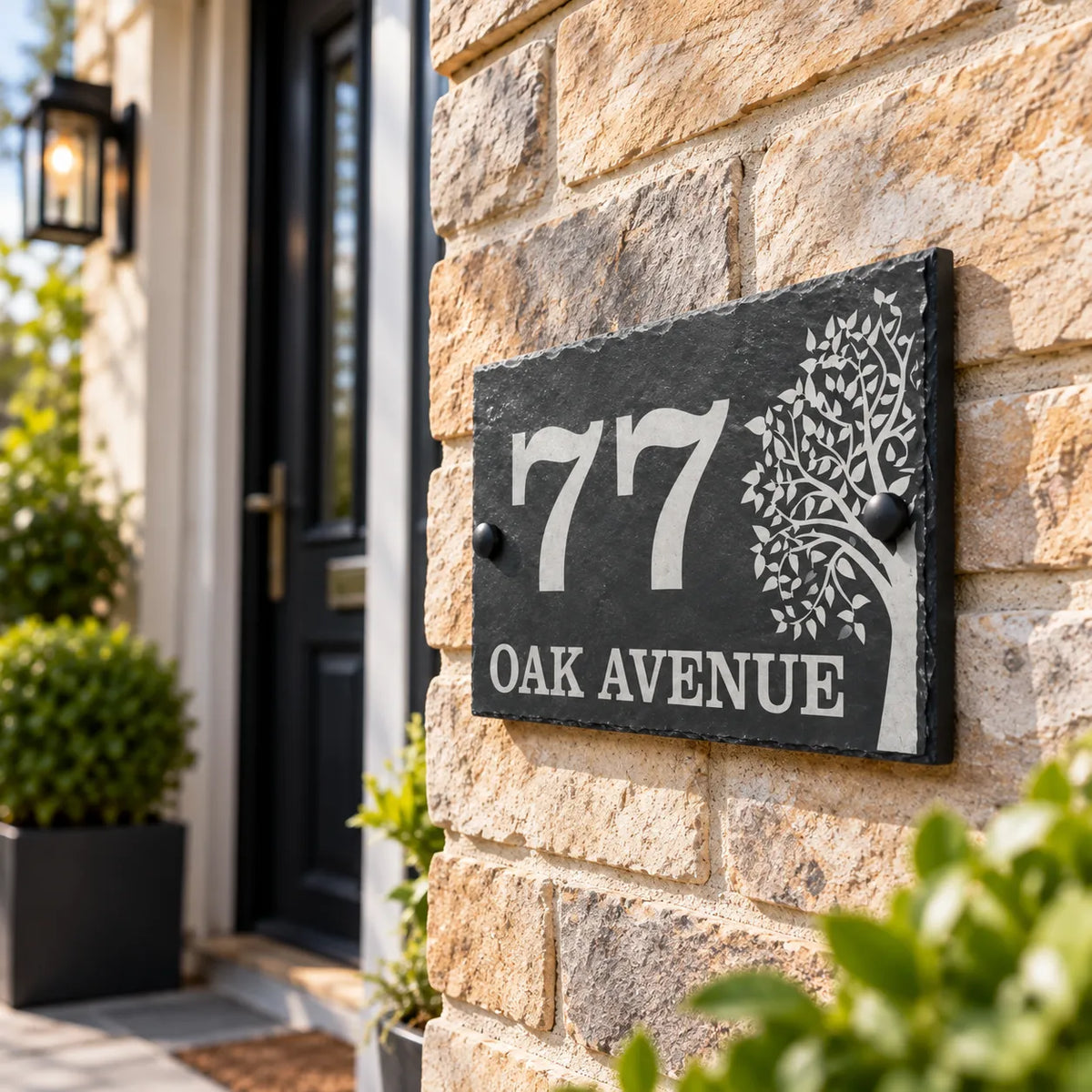 Tree slate house sign