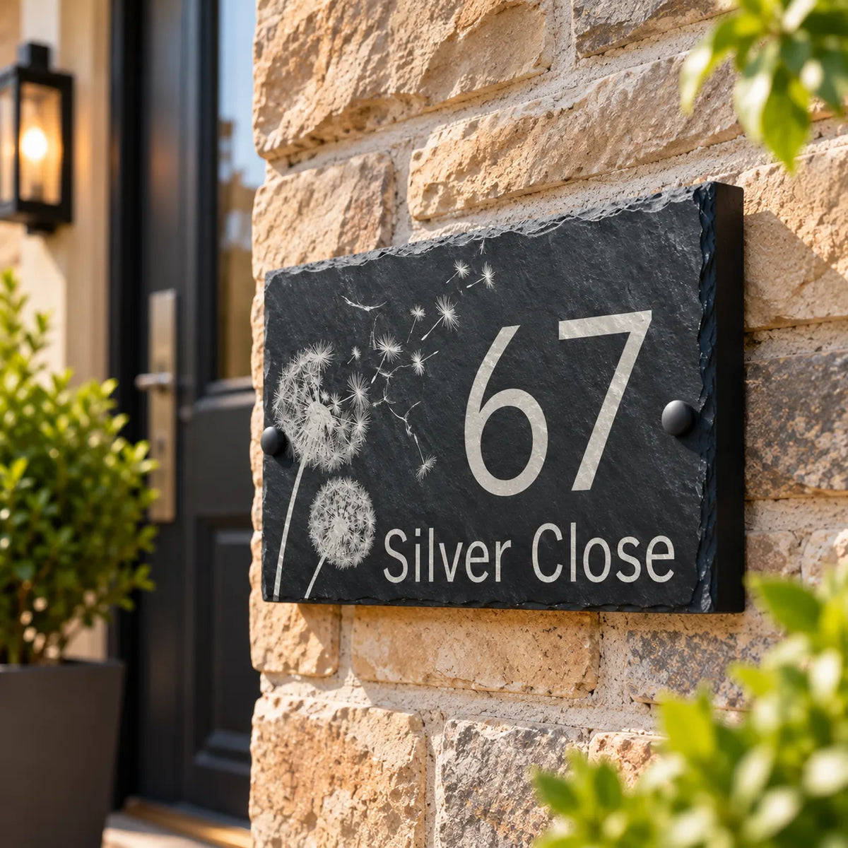 Dandelion slate house sign