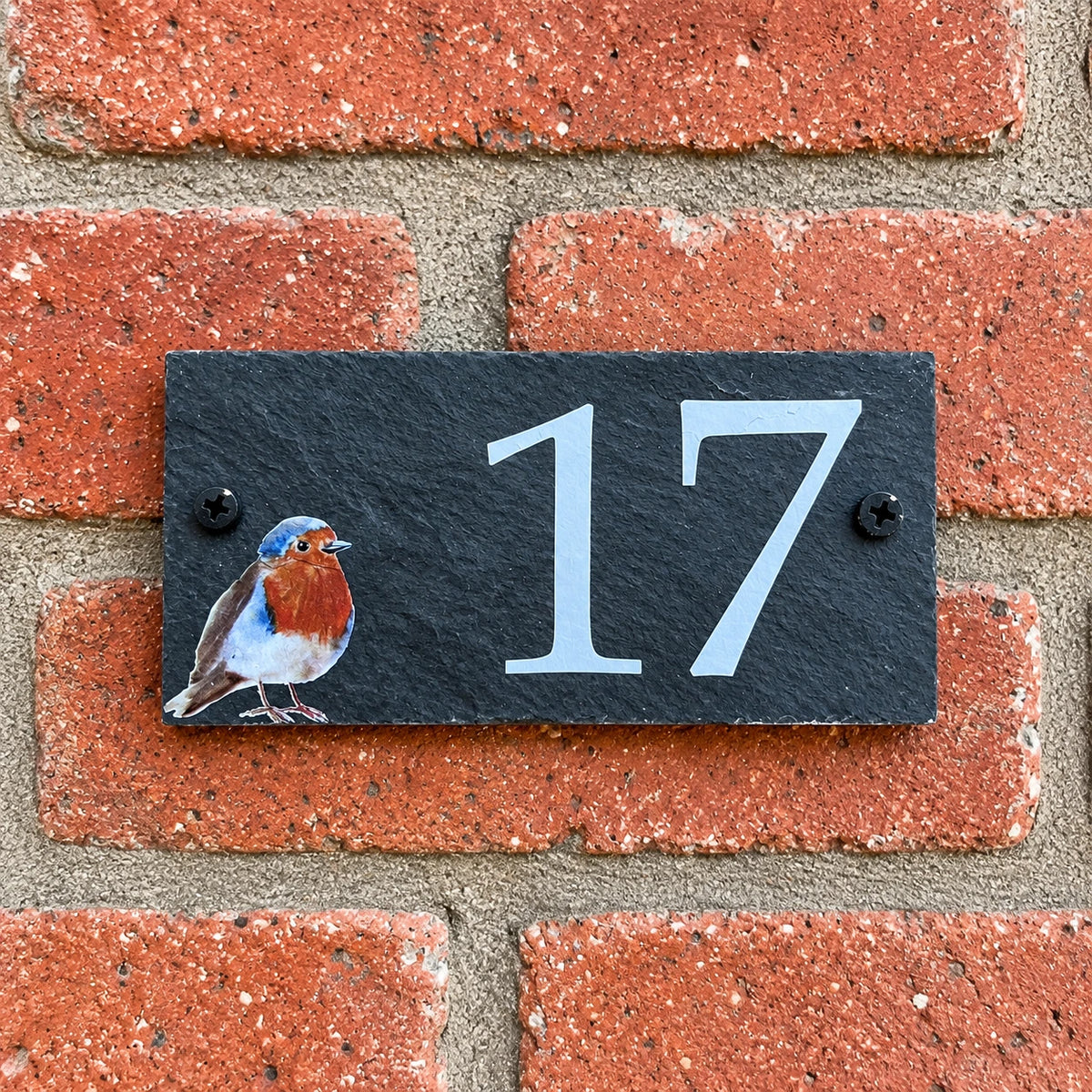 Number slate house sign robin small