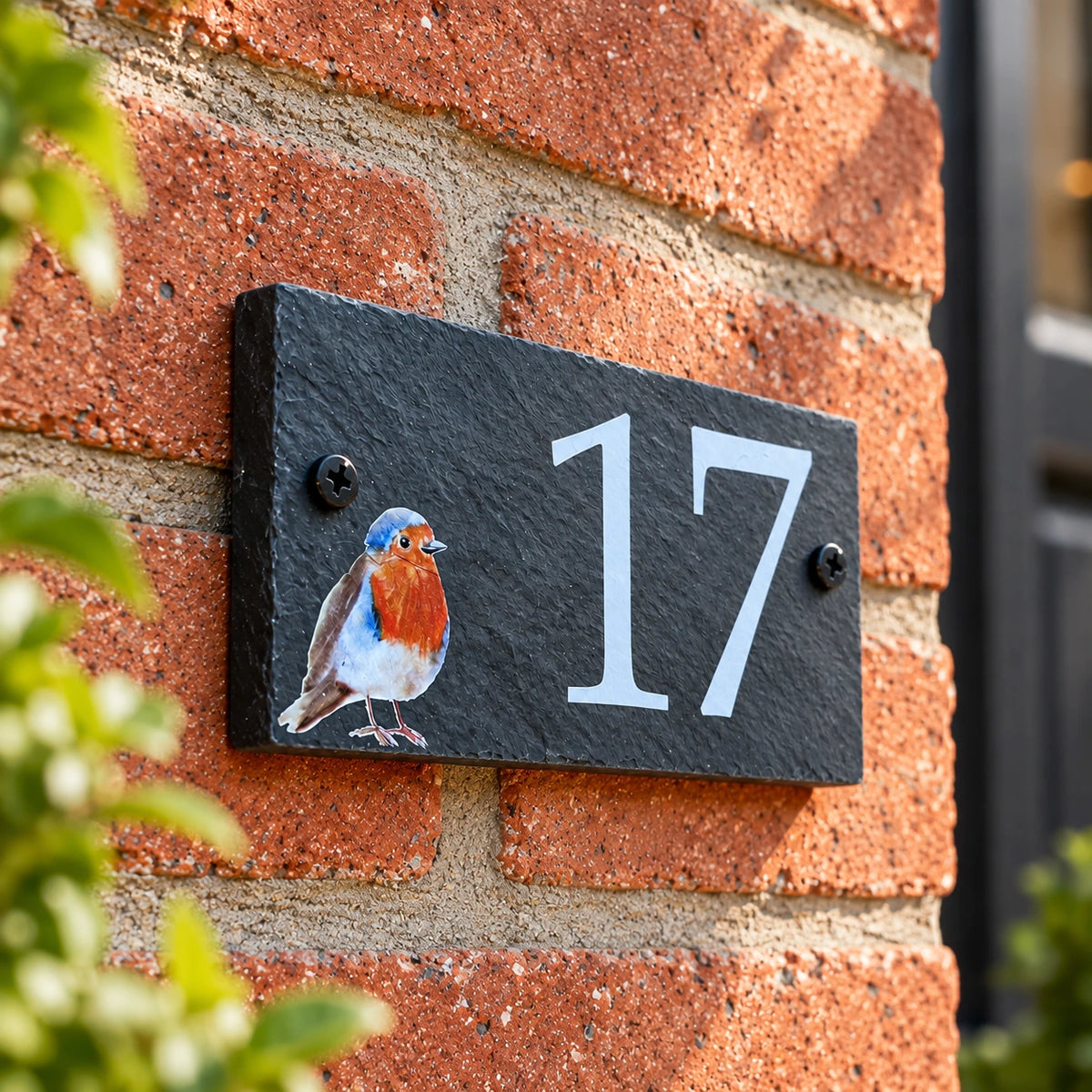 Number slate house sign robin small