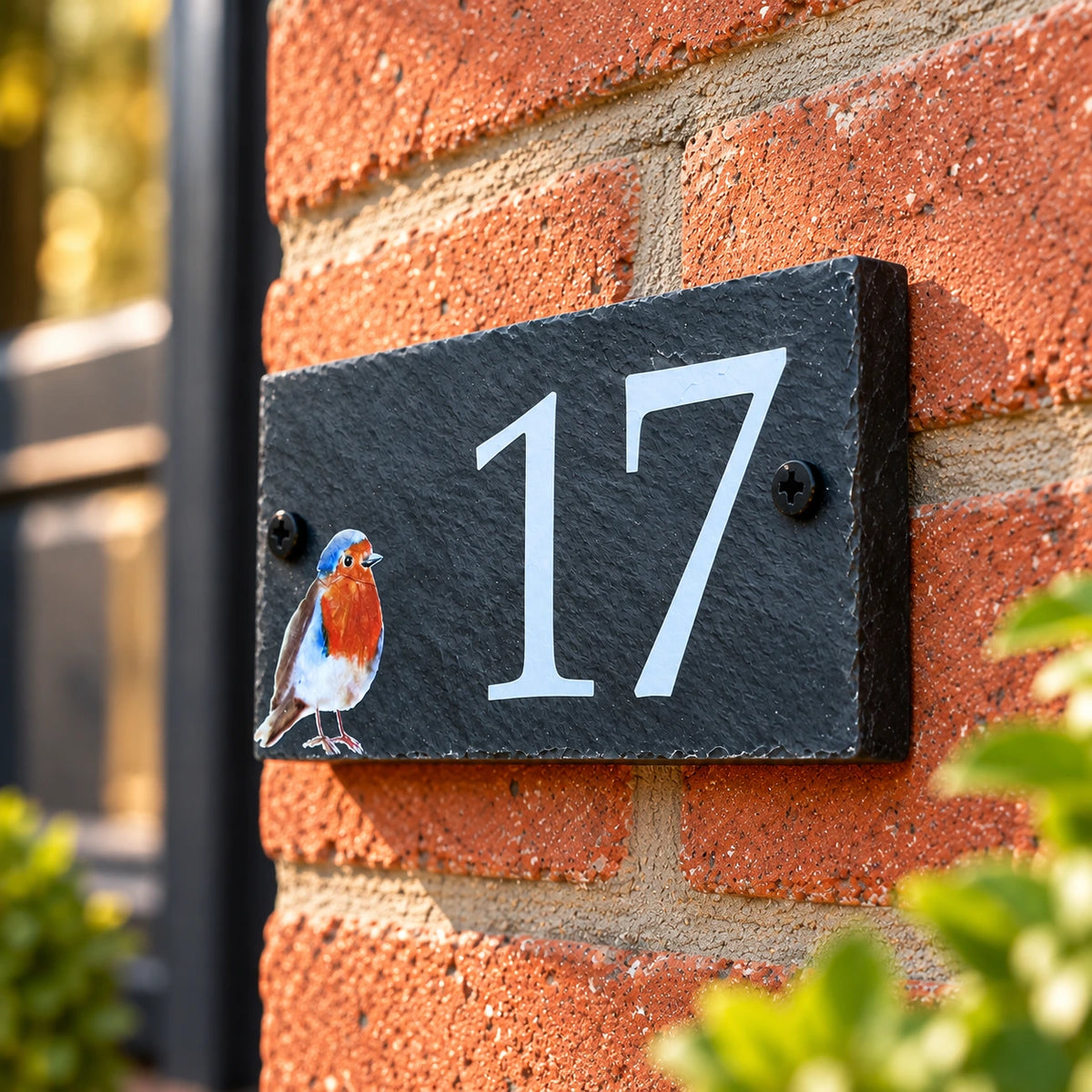 Number slate house sign robin small