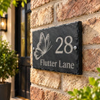 Butterfly slate house sign