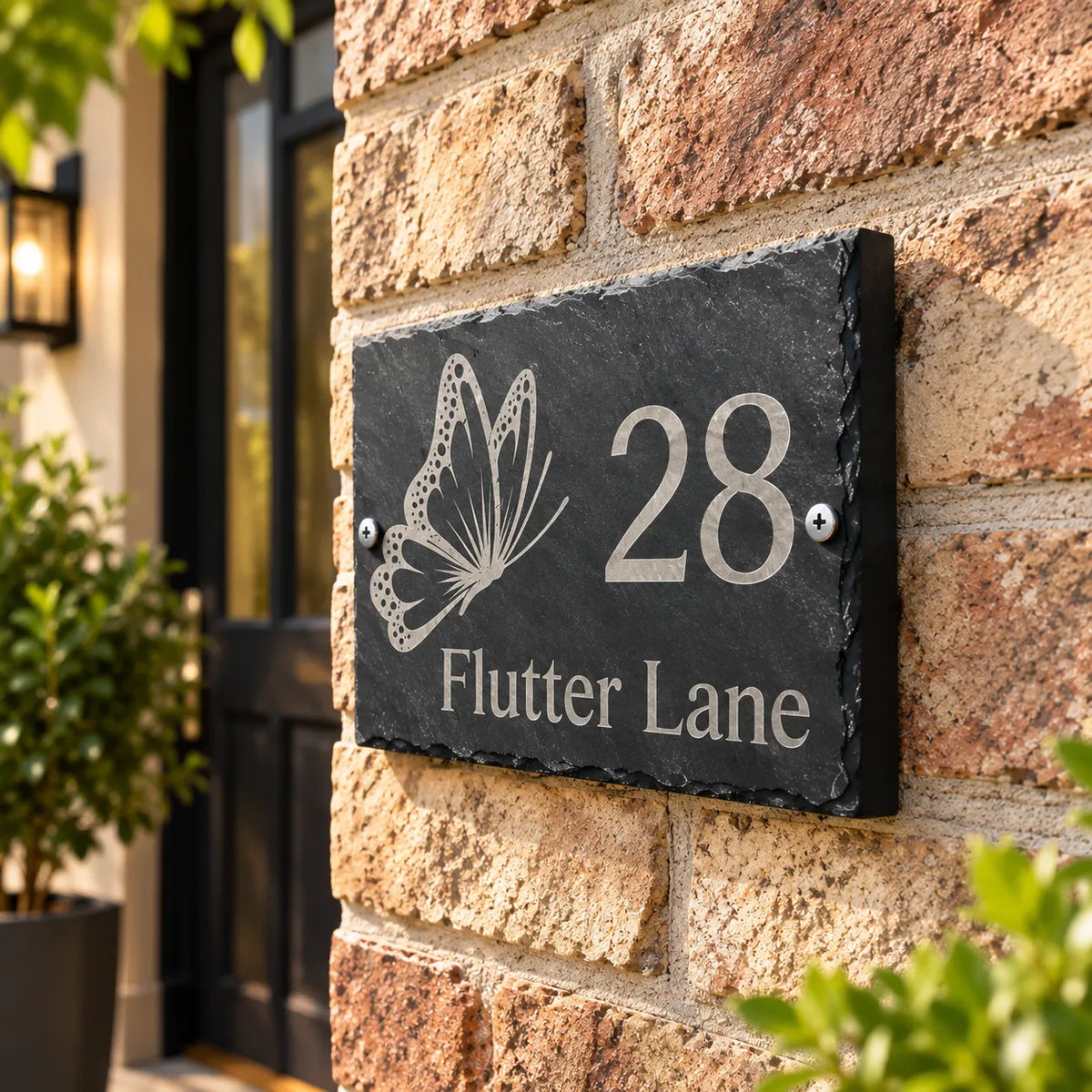 Butterfly slate house sign