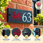Number slate house sign Welsh dragon small