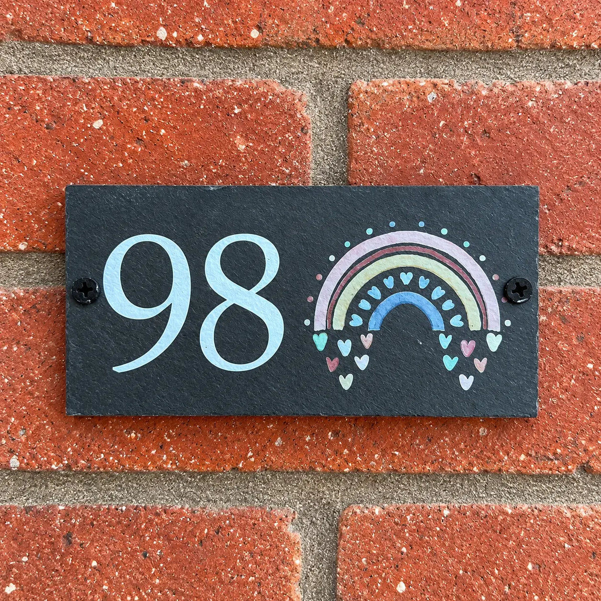 Number slate house sign rainbow small
