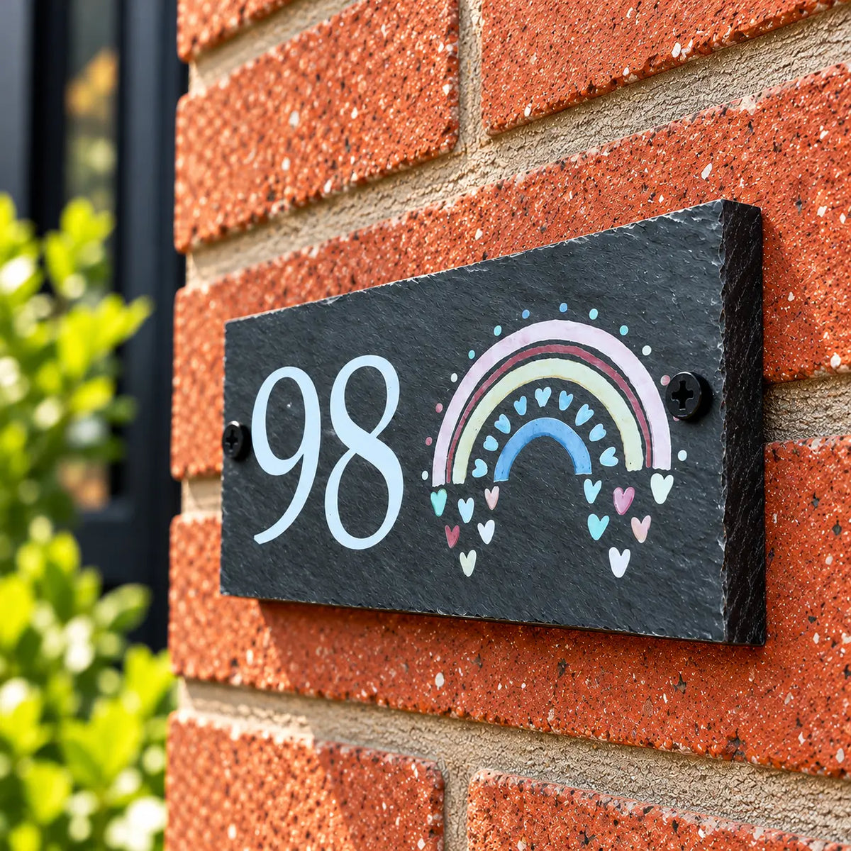 Number slate house sign rainbow small