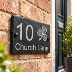 Celtic clover slate house sign