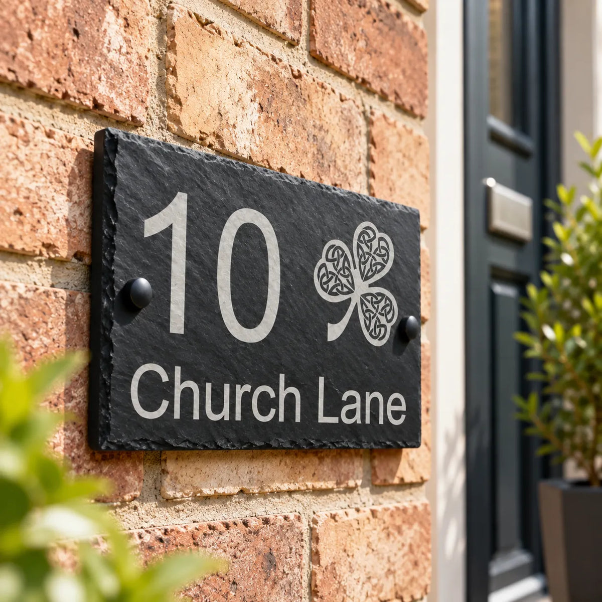 Celtic clover slate house sign