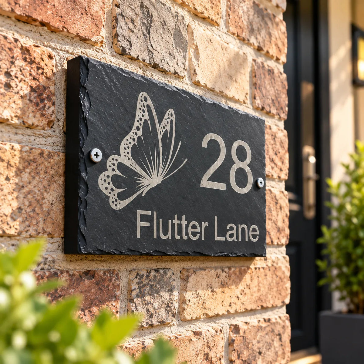 Butterfly slate house sign