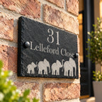 Elephant family slate house sign