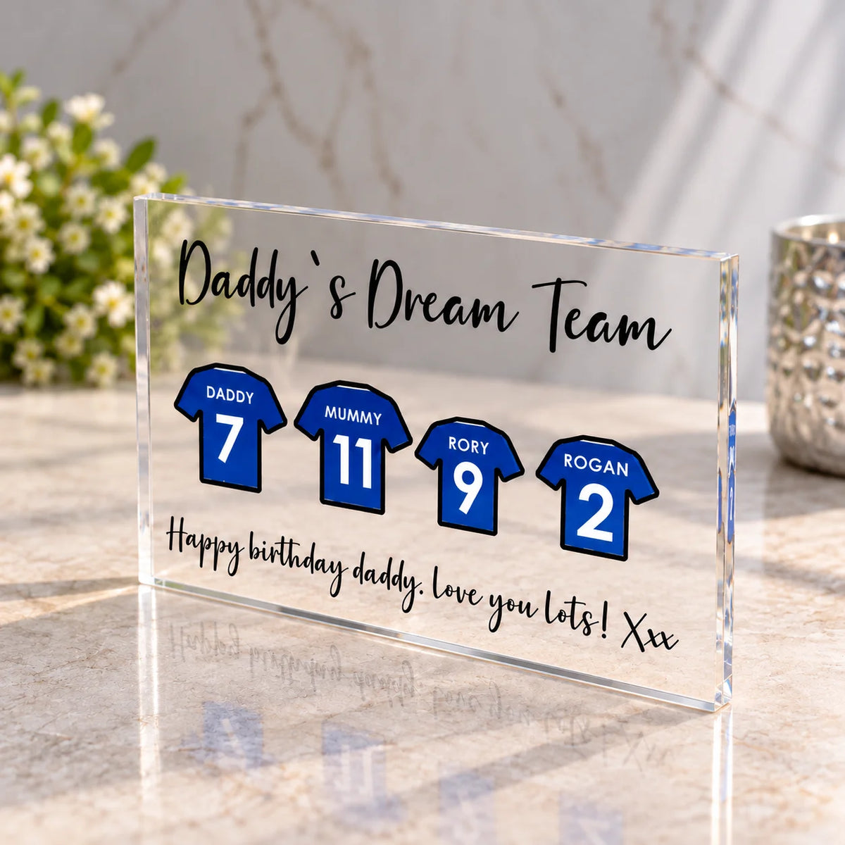 Football shirt acrylic block