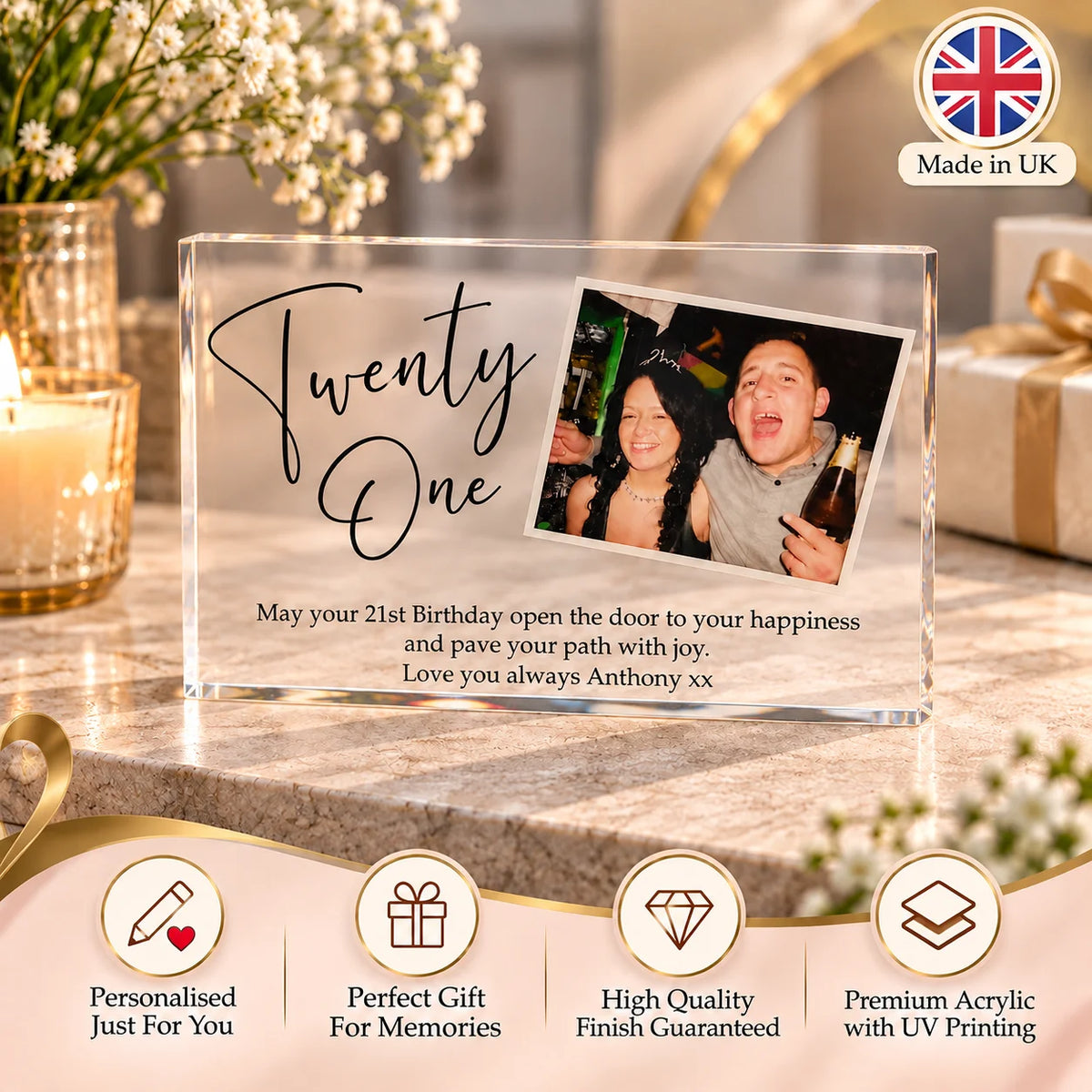 Birthday age acrylic block