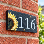 Number slate house sign sunflower small