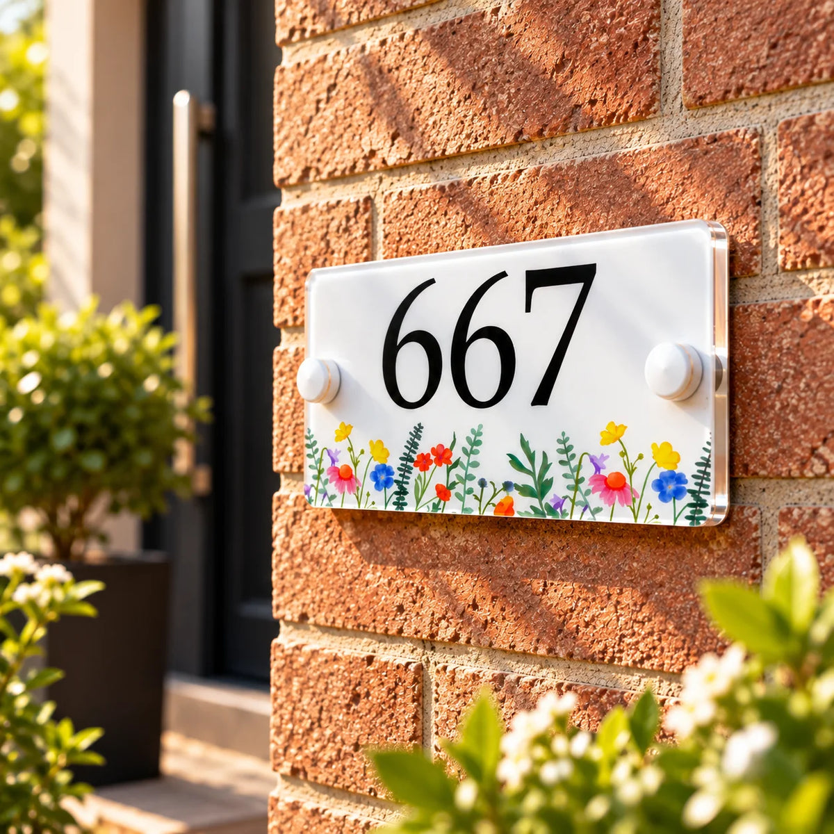 Acrylic house sign wild flowers small