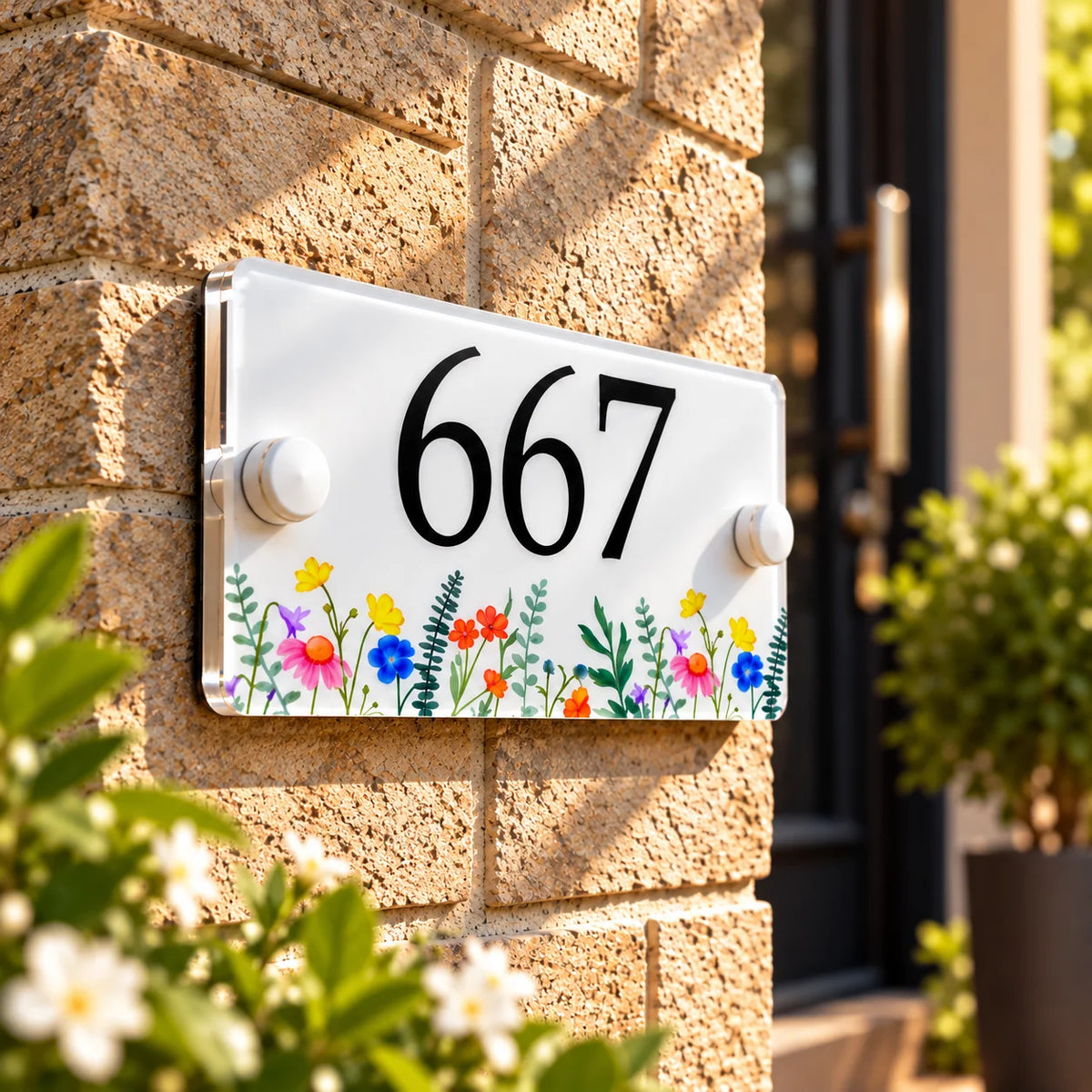 Acrylic house sign wild flowers small