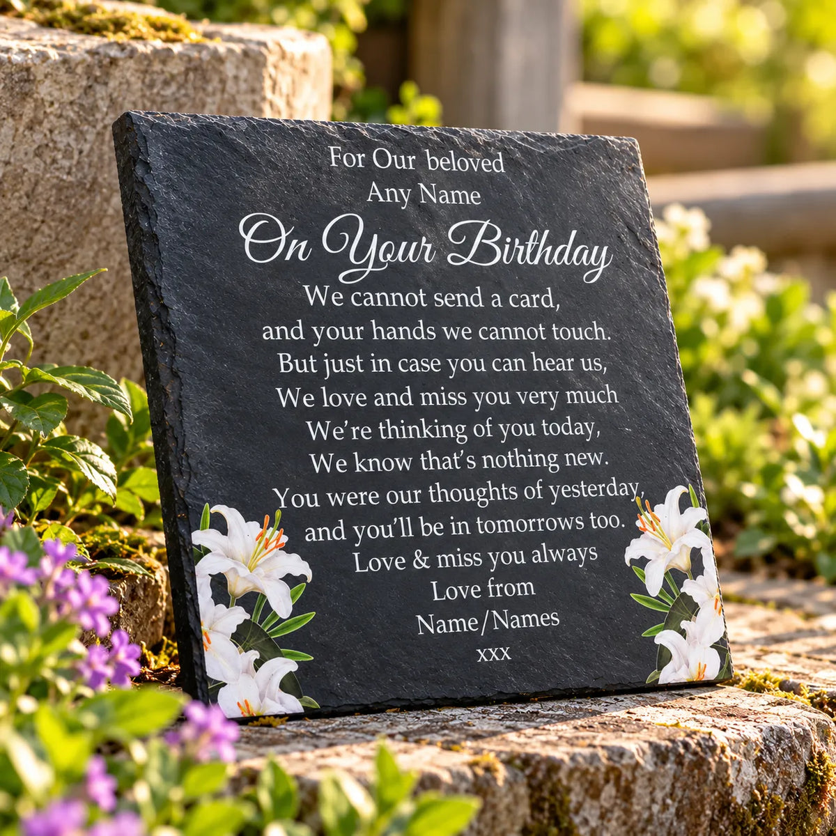 Floral Birthday memorial plaque