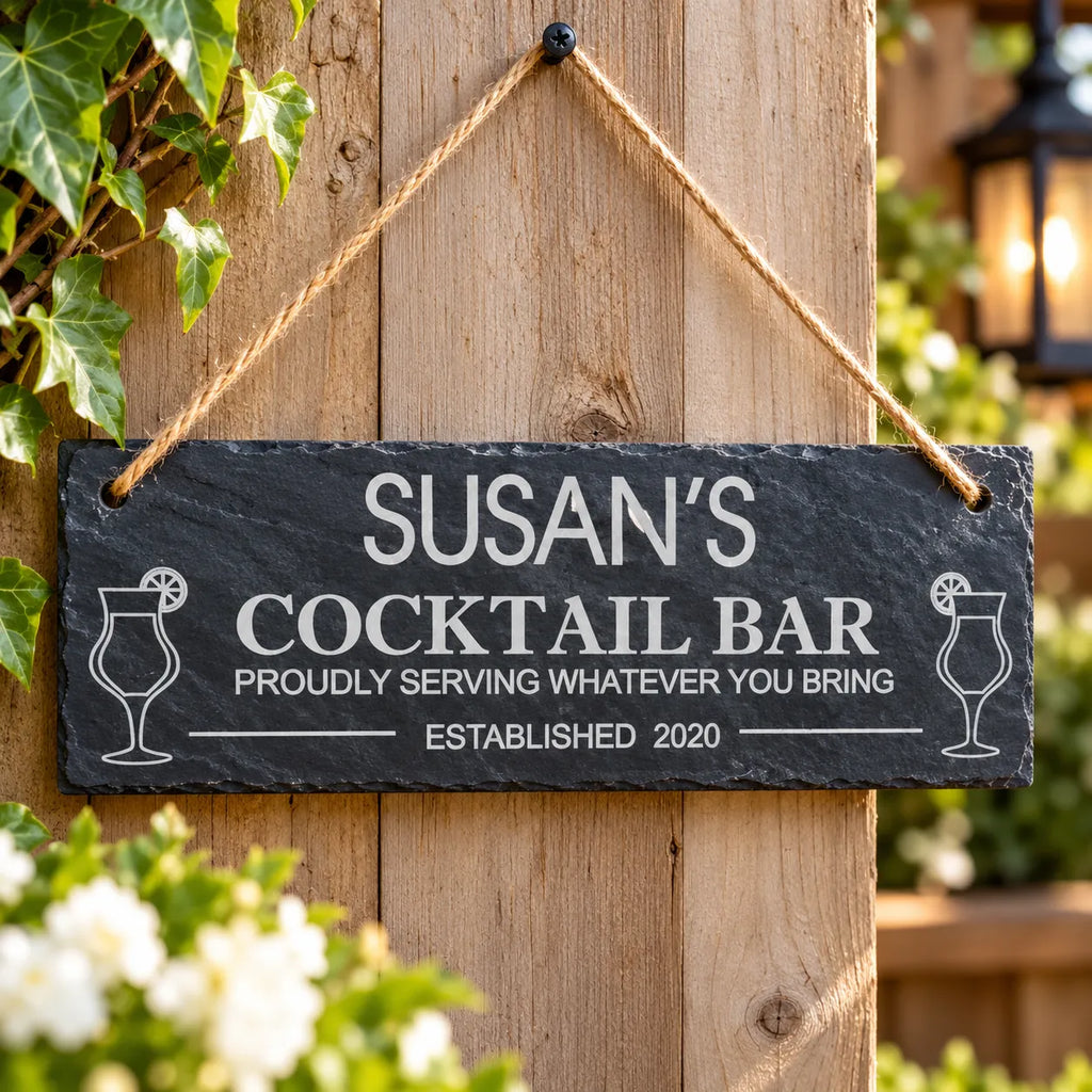Cocktail bar garden slate sign