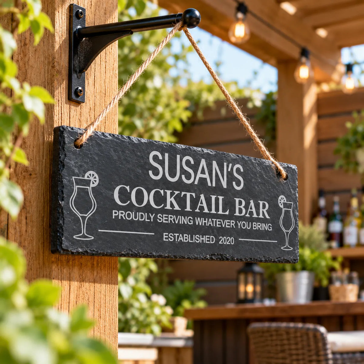 Cocktail bar garden slate sign