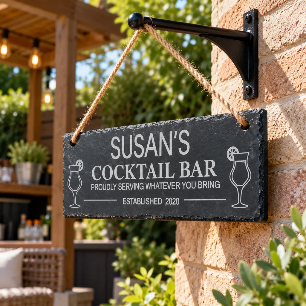 Cocktail bar garden slate sign