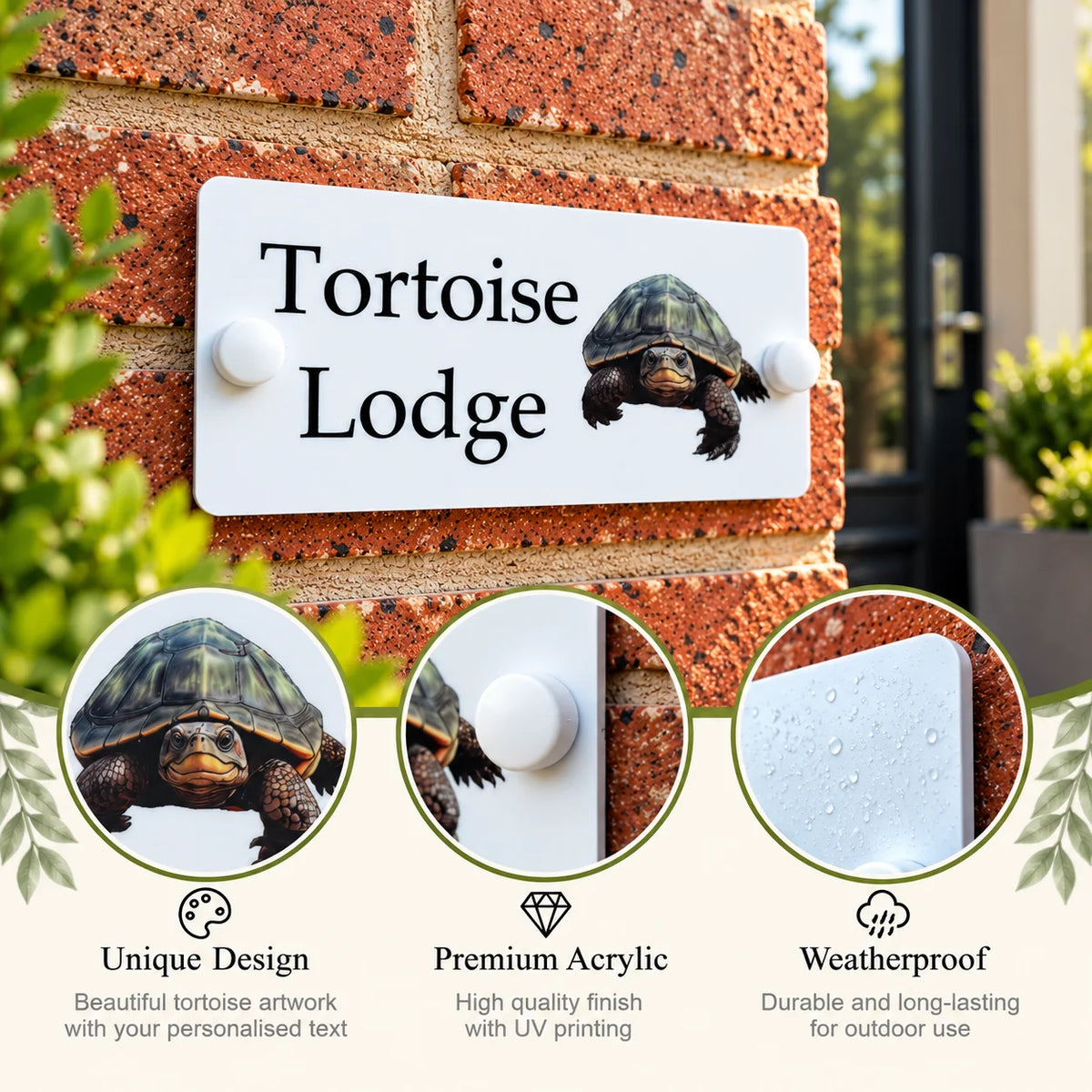Acrylic house sign tortoise small
