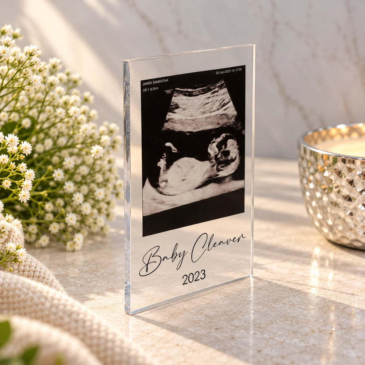 Baby scan acrylic block