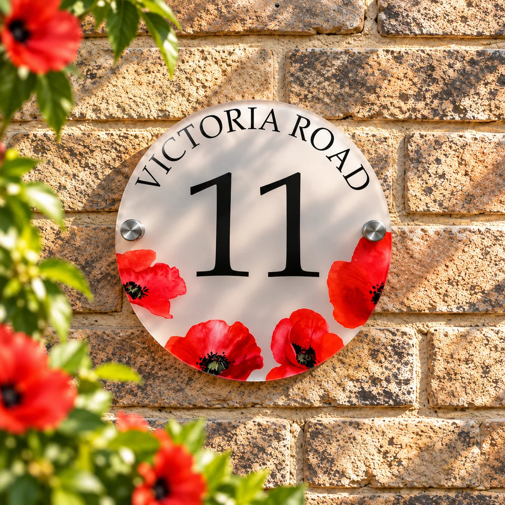 Poppy acrylic house sign