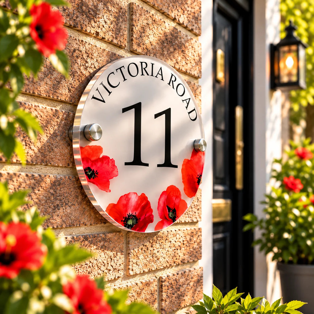 Poppy acrylic house sign