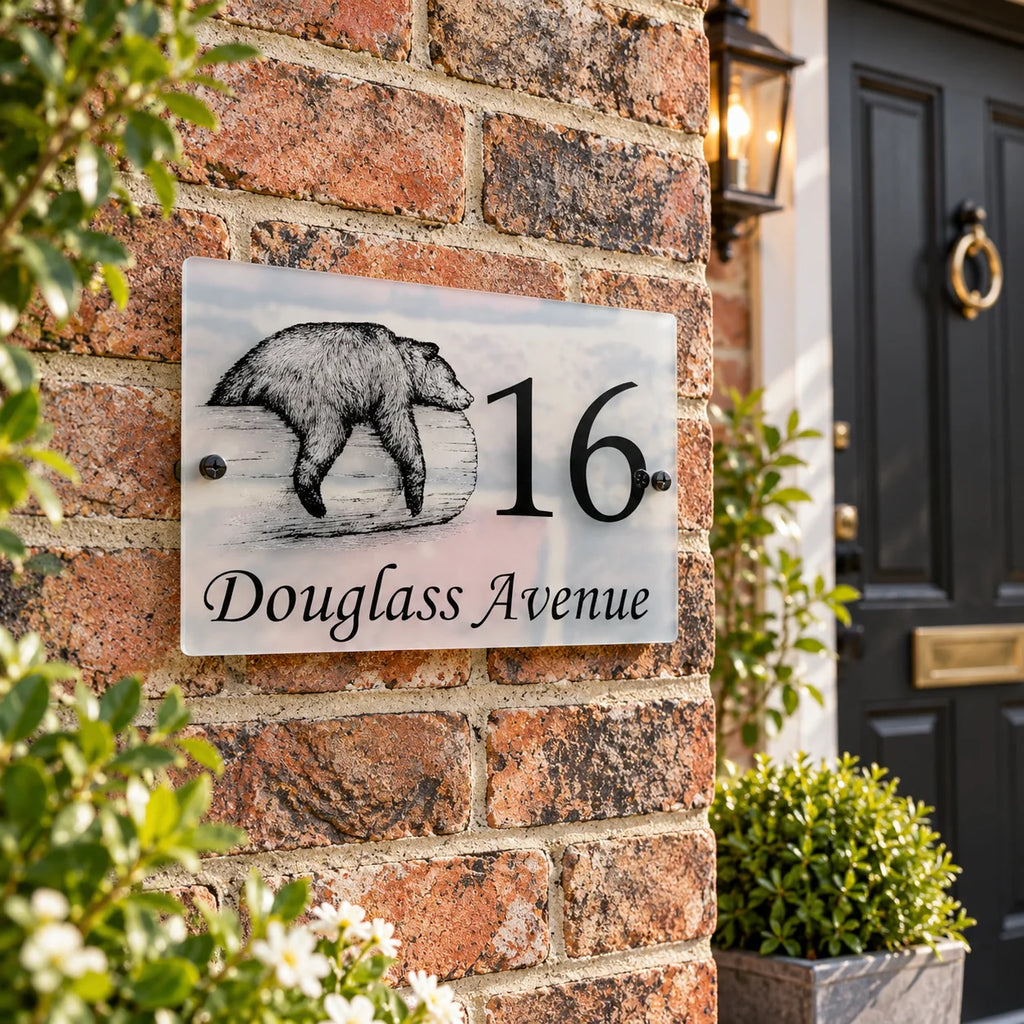 Bear acrylic house sign