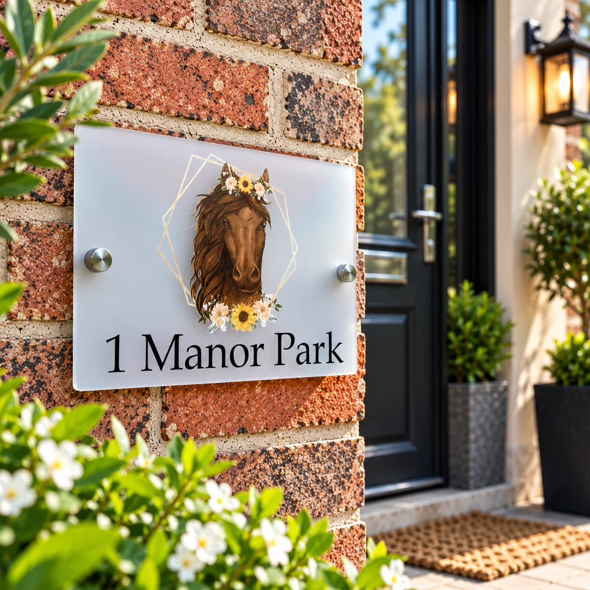 Floral horse acrylic house sign