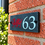 Number slate house sign Welsh dragon small