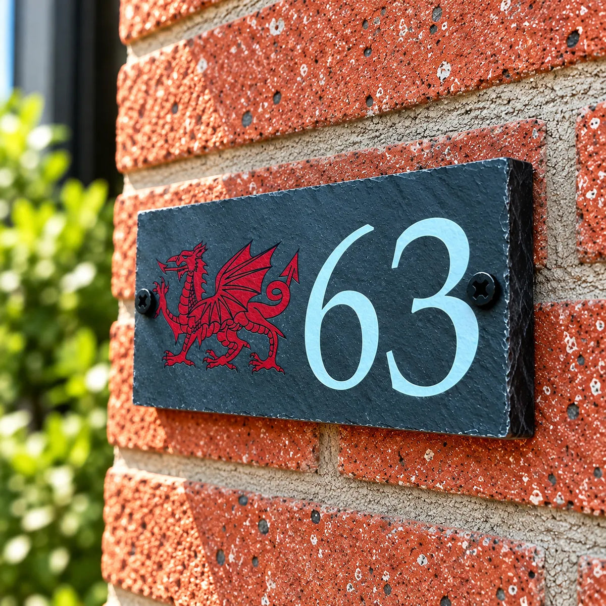 Number slate house sign Welsh dragon small