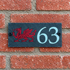 Number slate house sign Welsh dragon small
