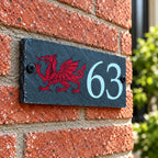Number slate house sign Welsh dragon small