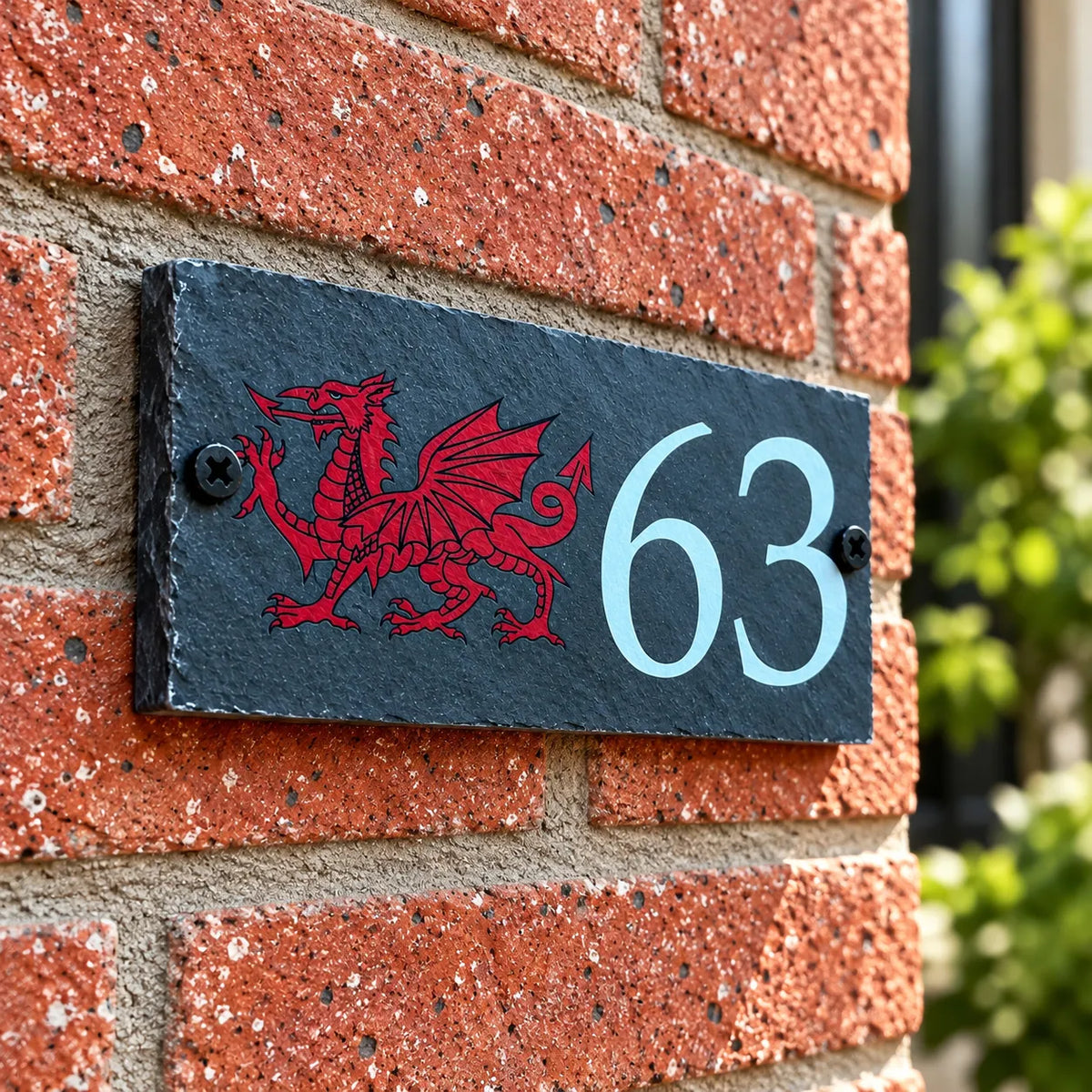 Number slate house sign Welsh dragon small