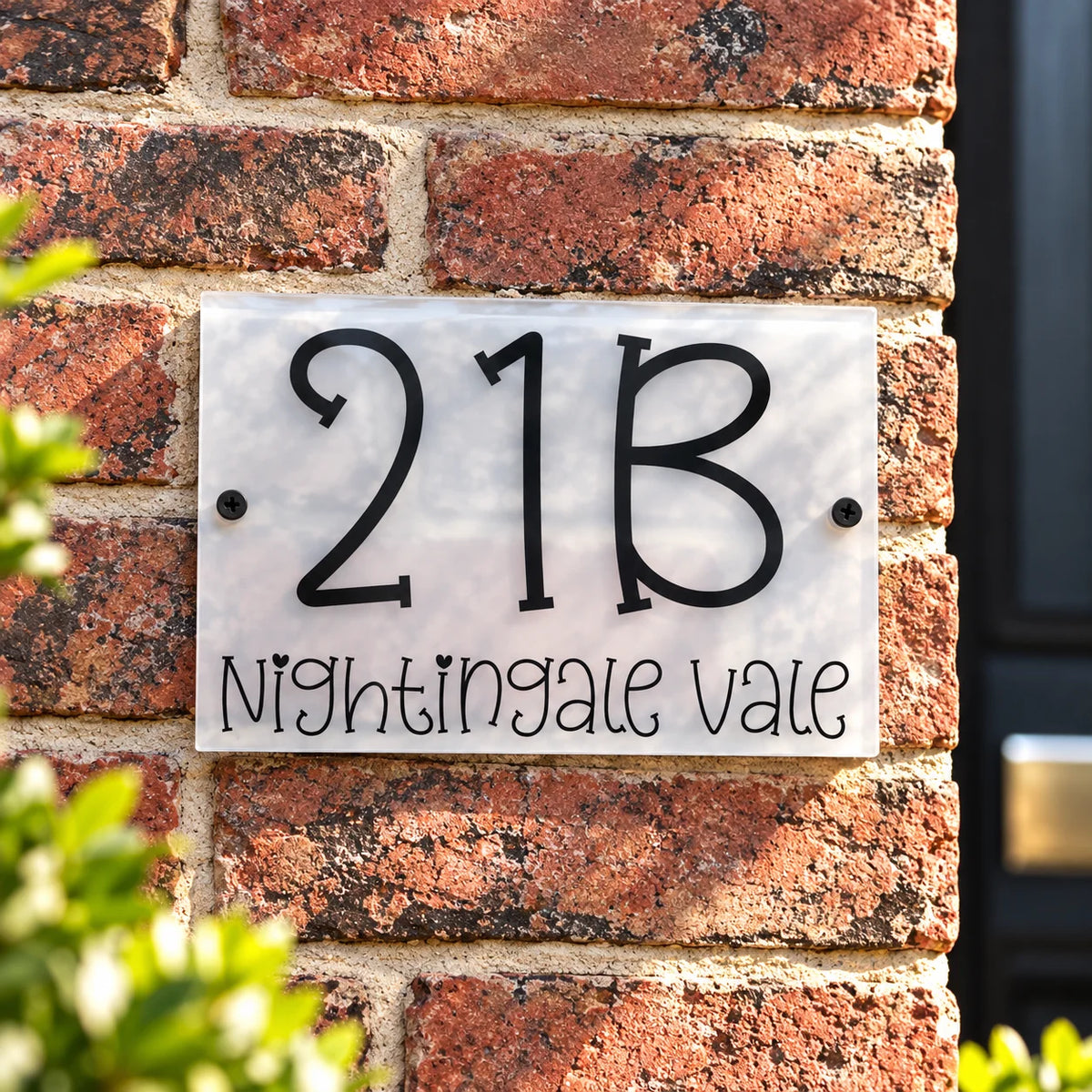 Heart style font acrylic house sign