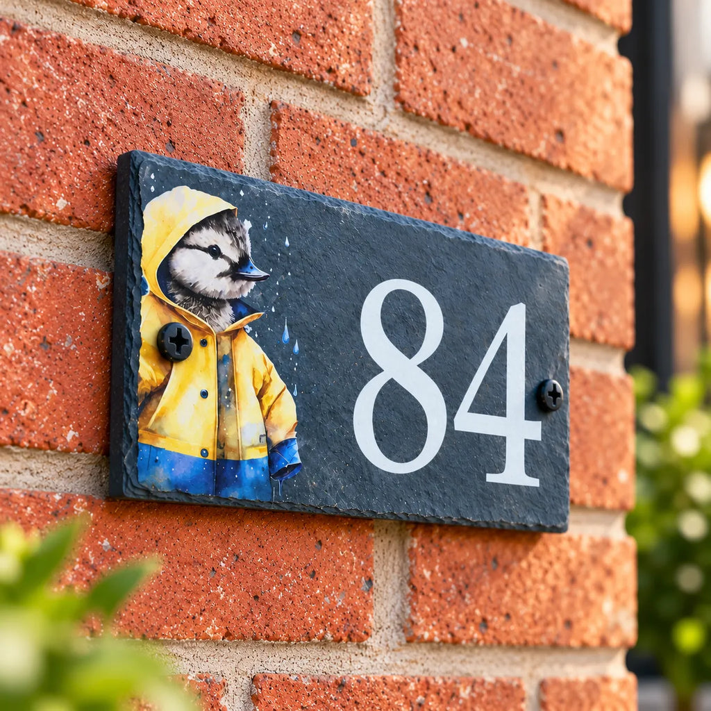 Number slate house sign duck small