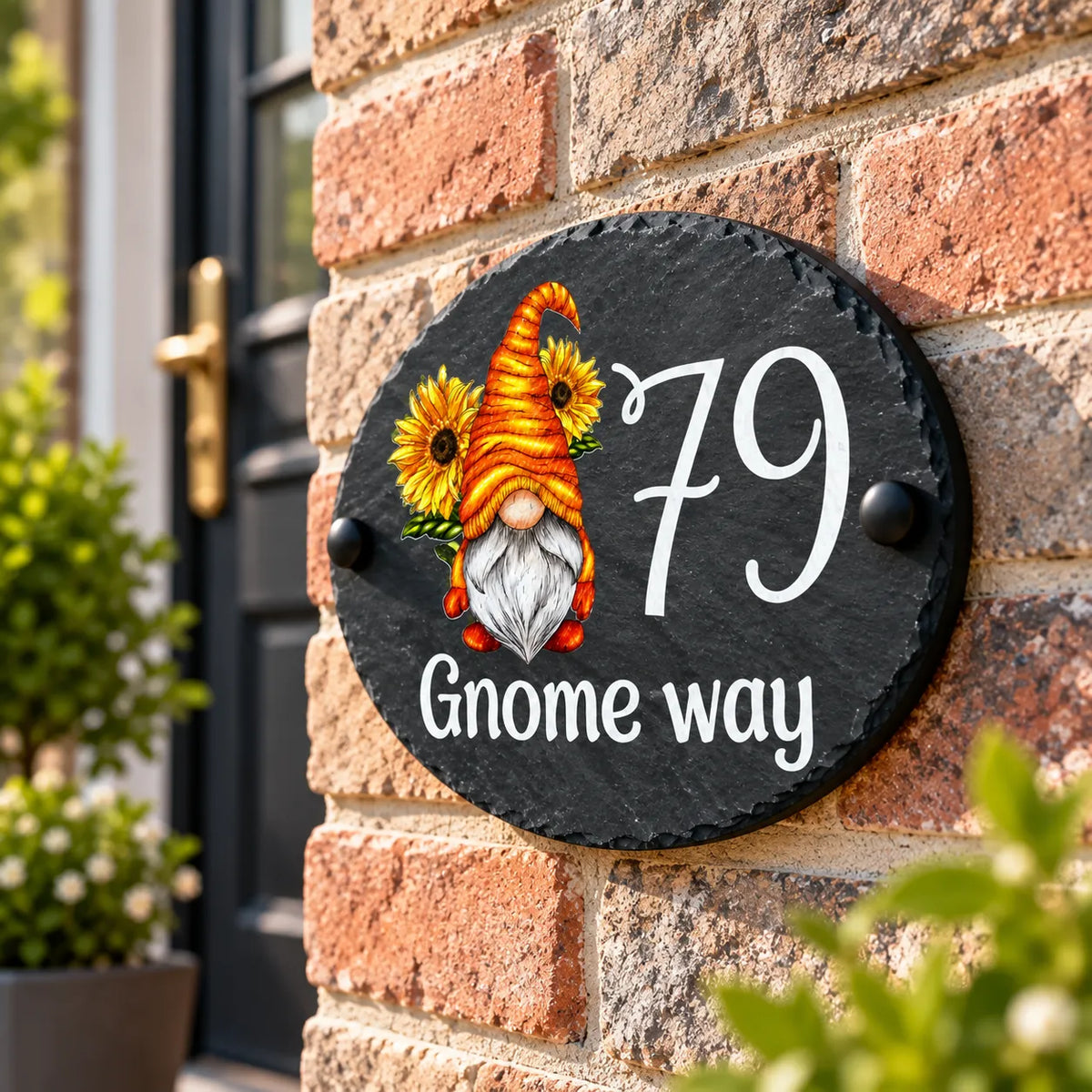 Oval Gnome slate house sign