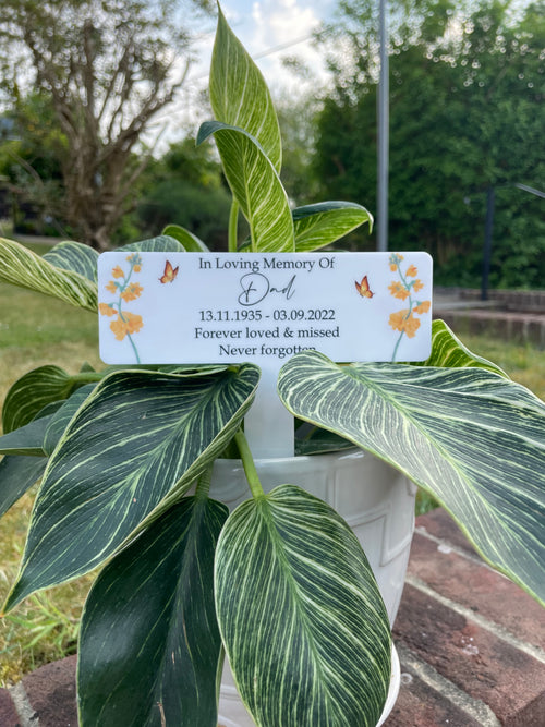 Acrylic Yellow Flowers plant pot memorial plaque