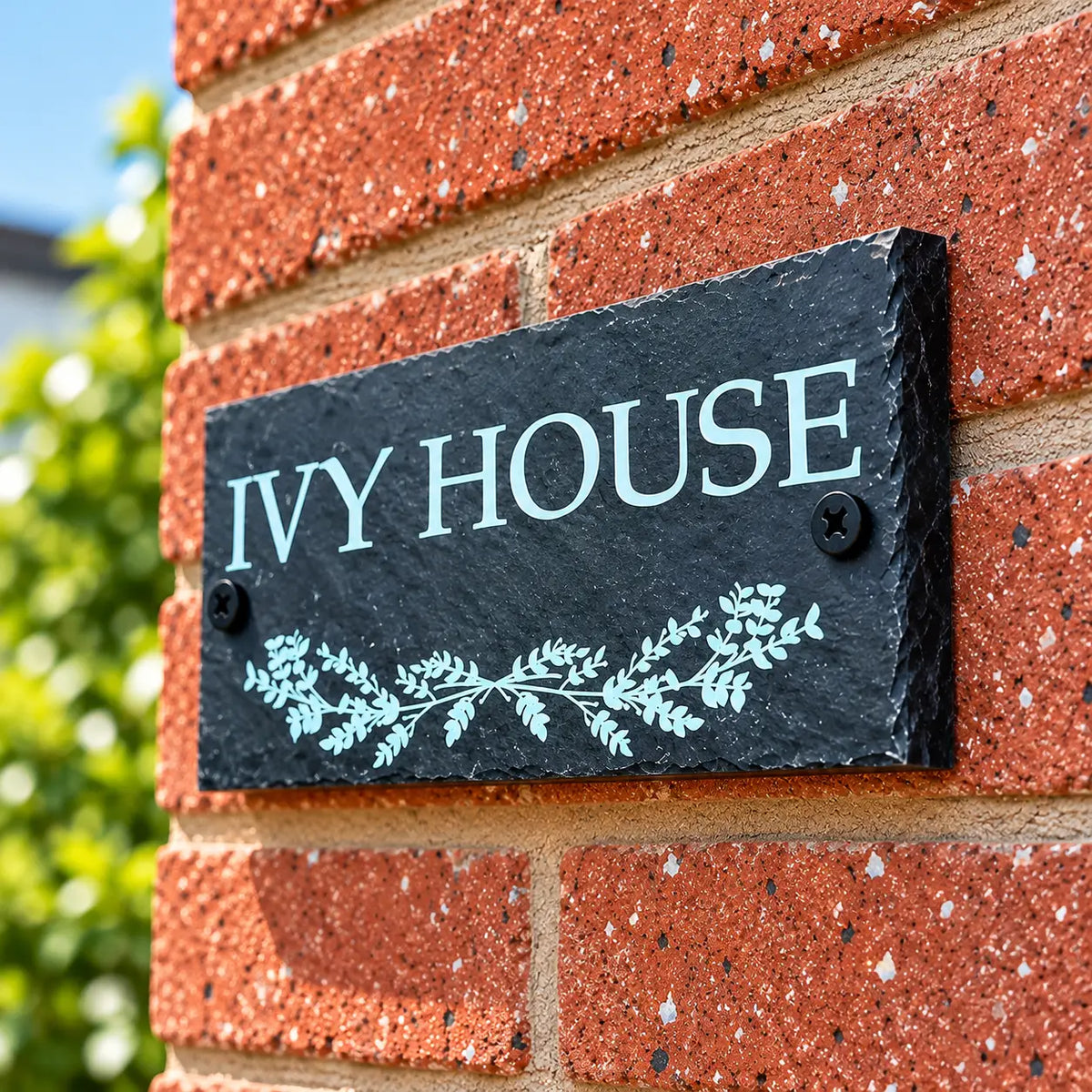 Number slate house sign leaf divider small