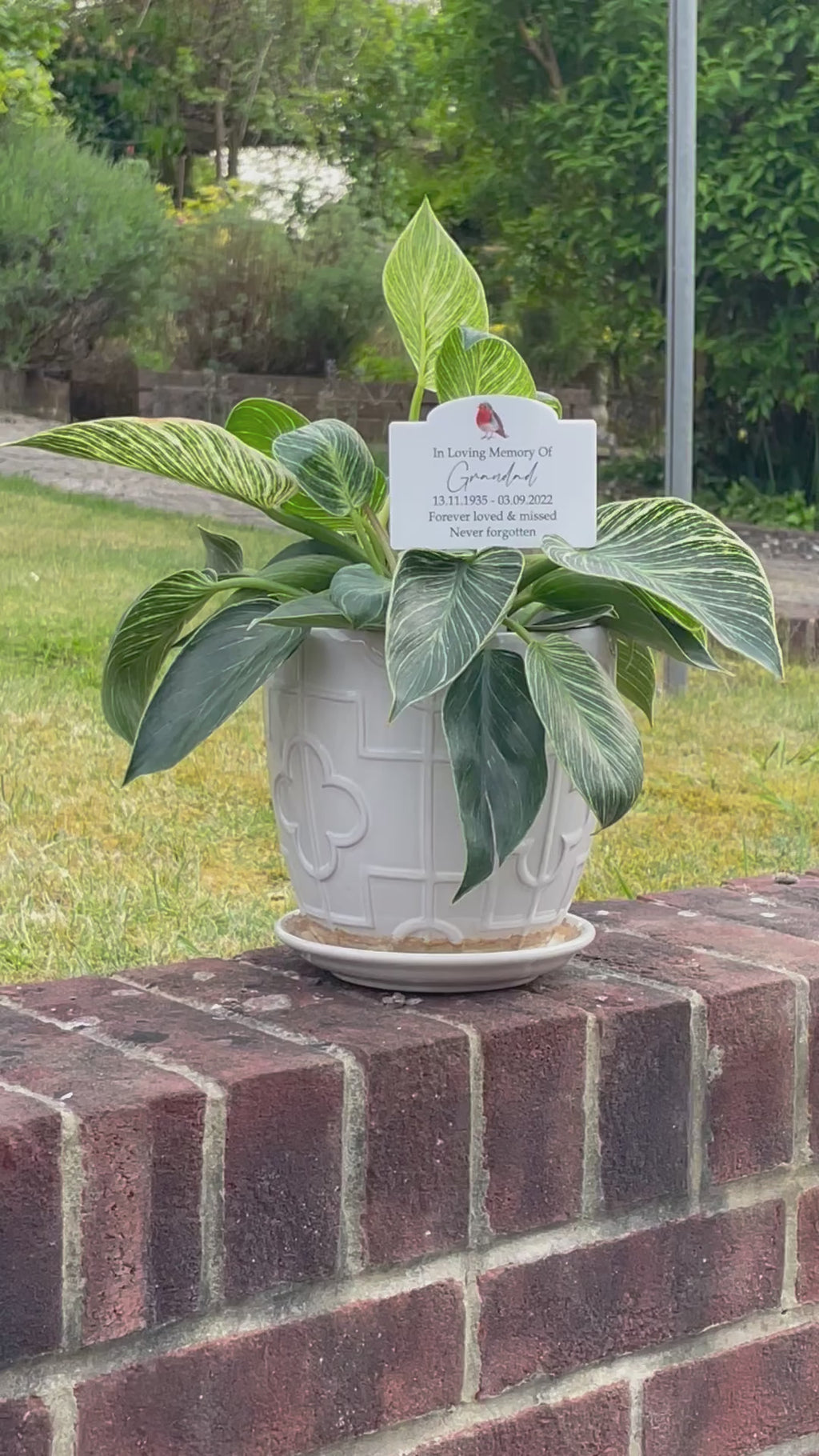 Acrylic Traditional Memorial plant pot personalised memorial plaque