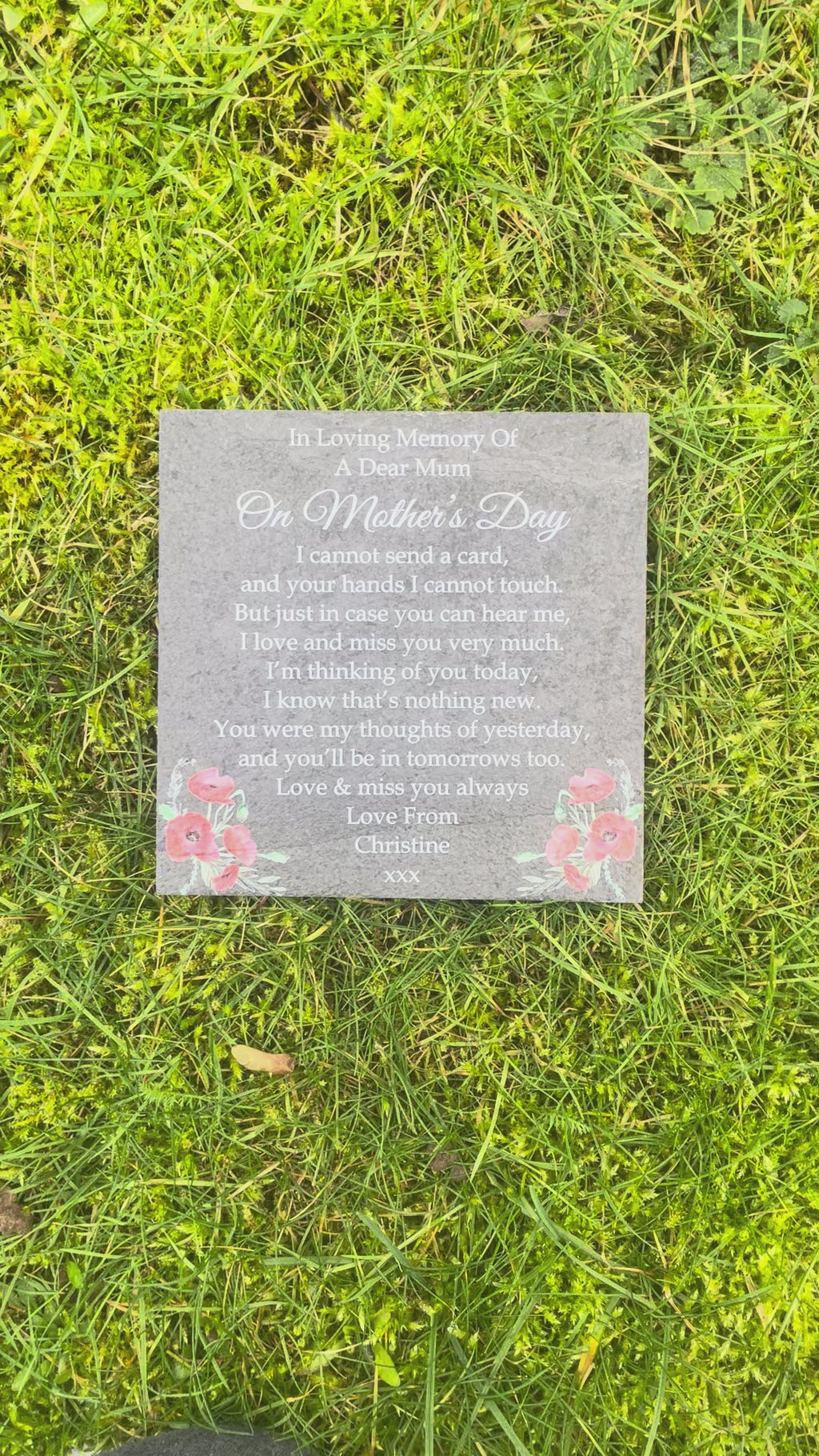 Mother’s Day memorial plaque Poppy