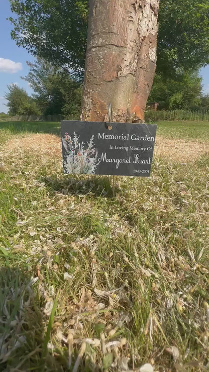 Memorial Garden slate plaque with hanging hook