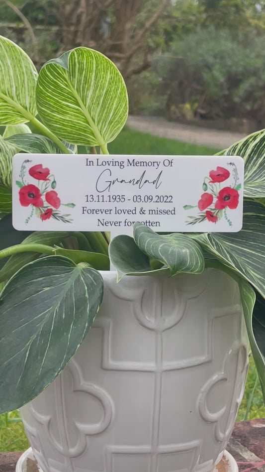 Acrylic Poppy plant pot memorial plaque