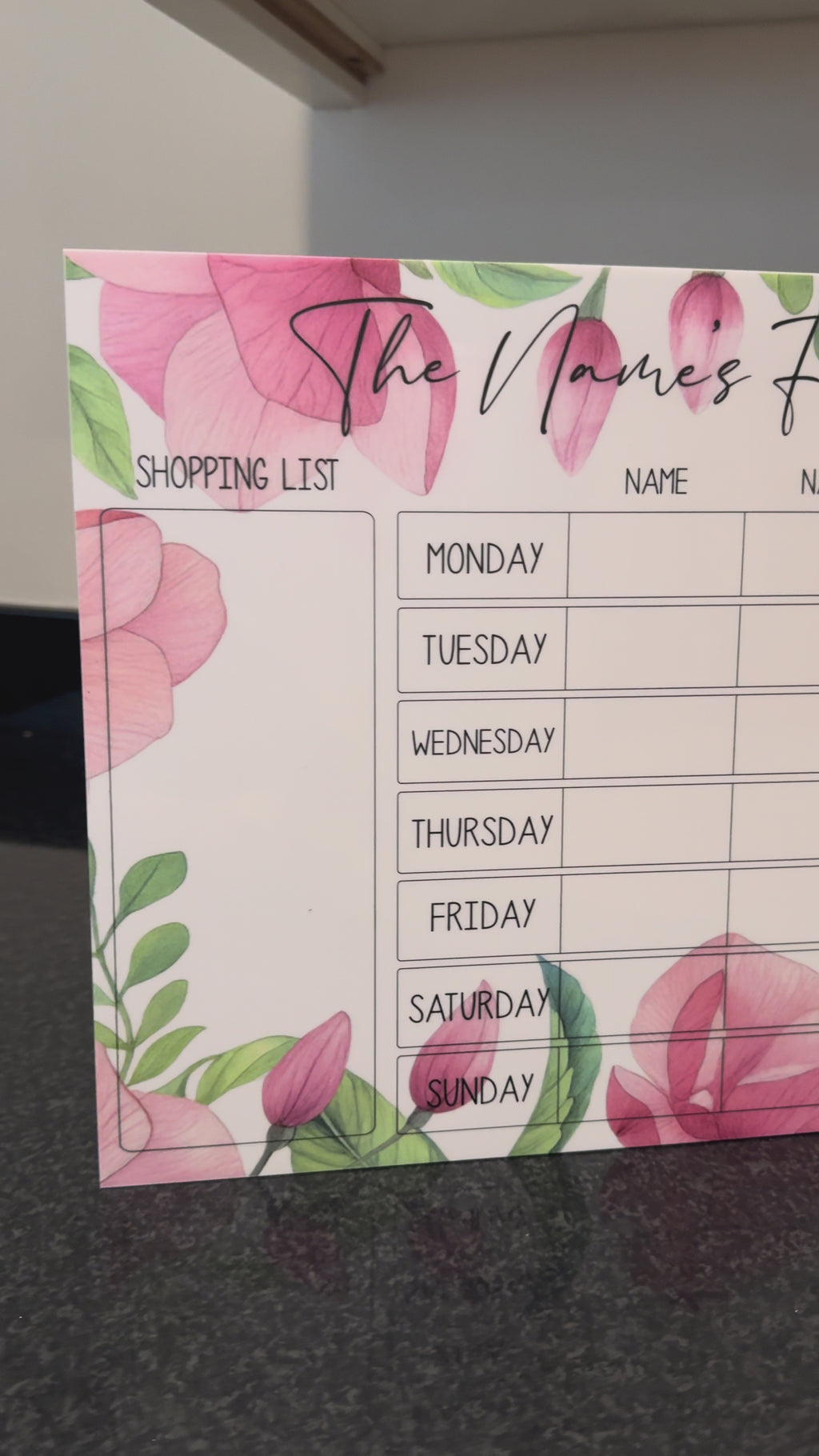 Family weekly planner Pink