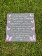 Butterfly Birthday memorial plaque Pink